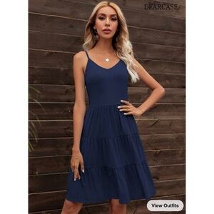 Navy Blue Tiered Dress